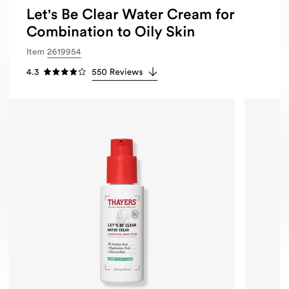 Thayers // Water Cream